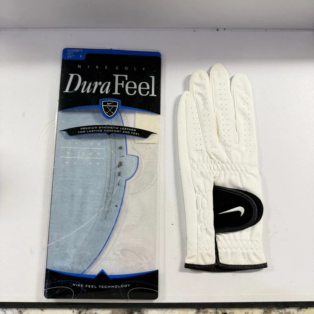 Nike Golf DuraFeel Womens Left Golf Glove Large 22cm White Synthetic Leather NOS